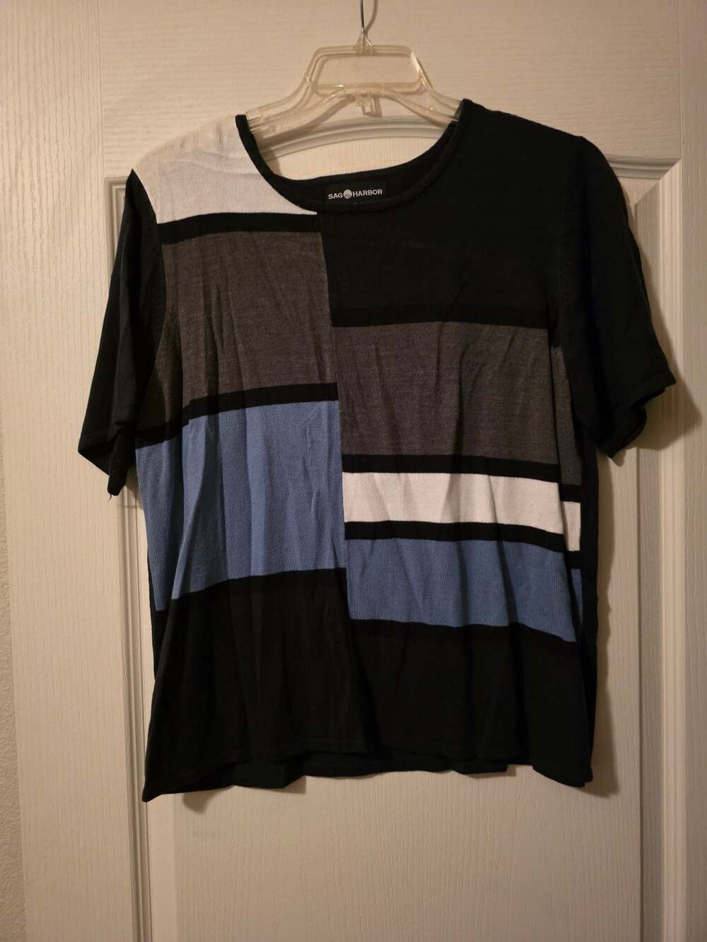 Sag Harbor Women's Short Sleeve Color Block Sweater Size 1X
